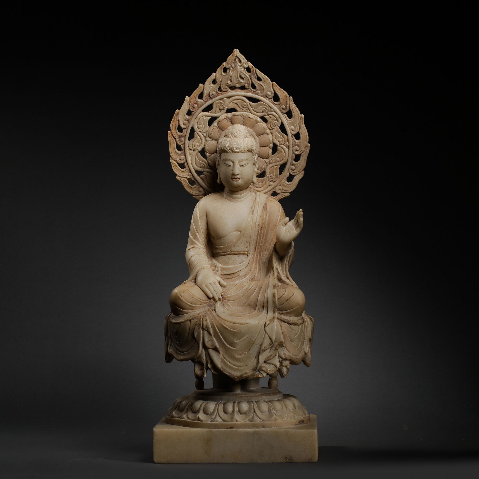 WHITE MARBLE GUANYIN SEATED STATUE, TANG DYNASTY, CHINA (1 of 10)