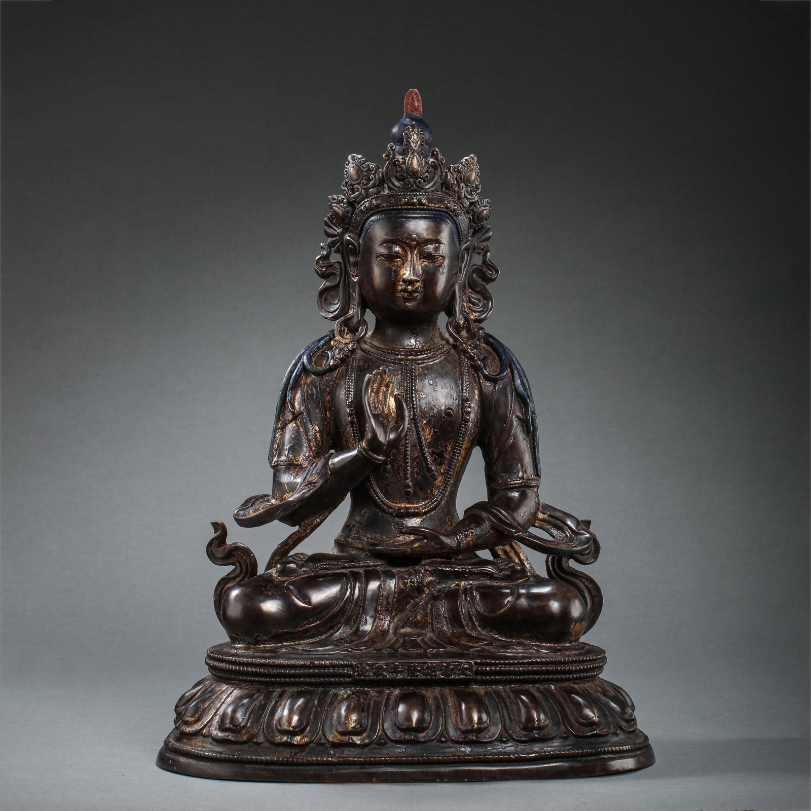 SEATED BRONZE-GILDED BUDDHA STATUE, MING DYNASTY, CHINA (1 of 12)