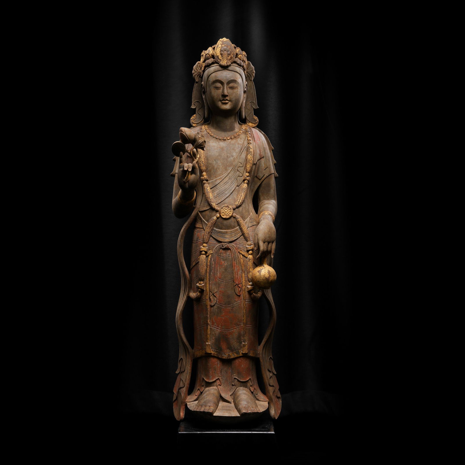 BLUESTONE PAINTED BUDDHA STATION STATUE, NORTHERN WEI DYNASTY, CHINA (1 of 7)