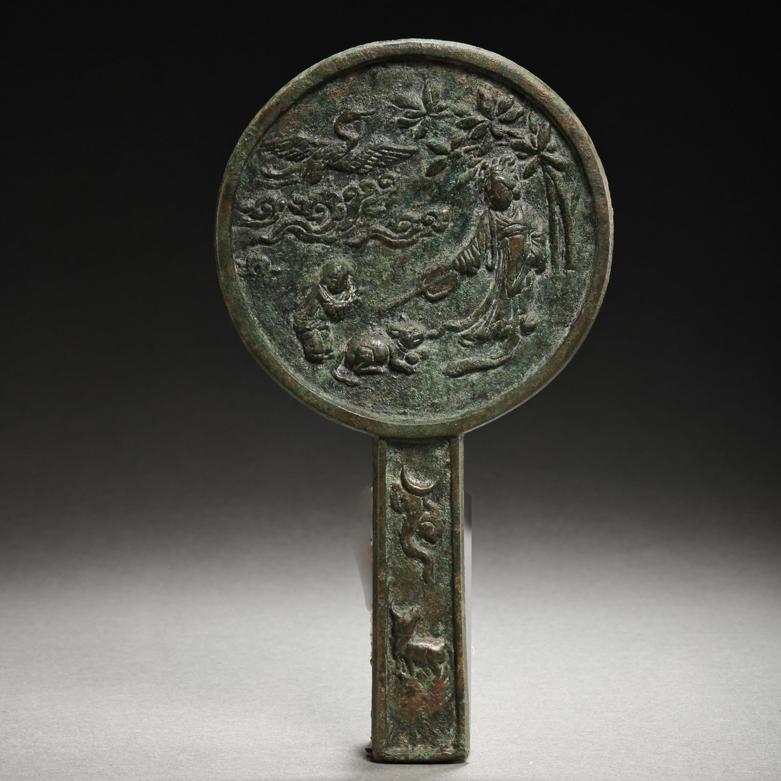 CHINESE SONG DYNASTY BRONZE HANDLEBAR MIRROR (1 of 9)