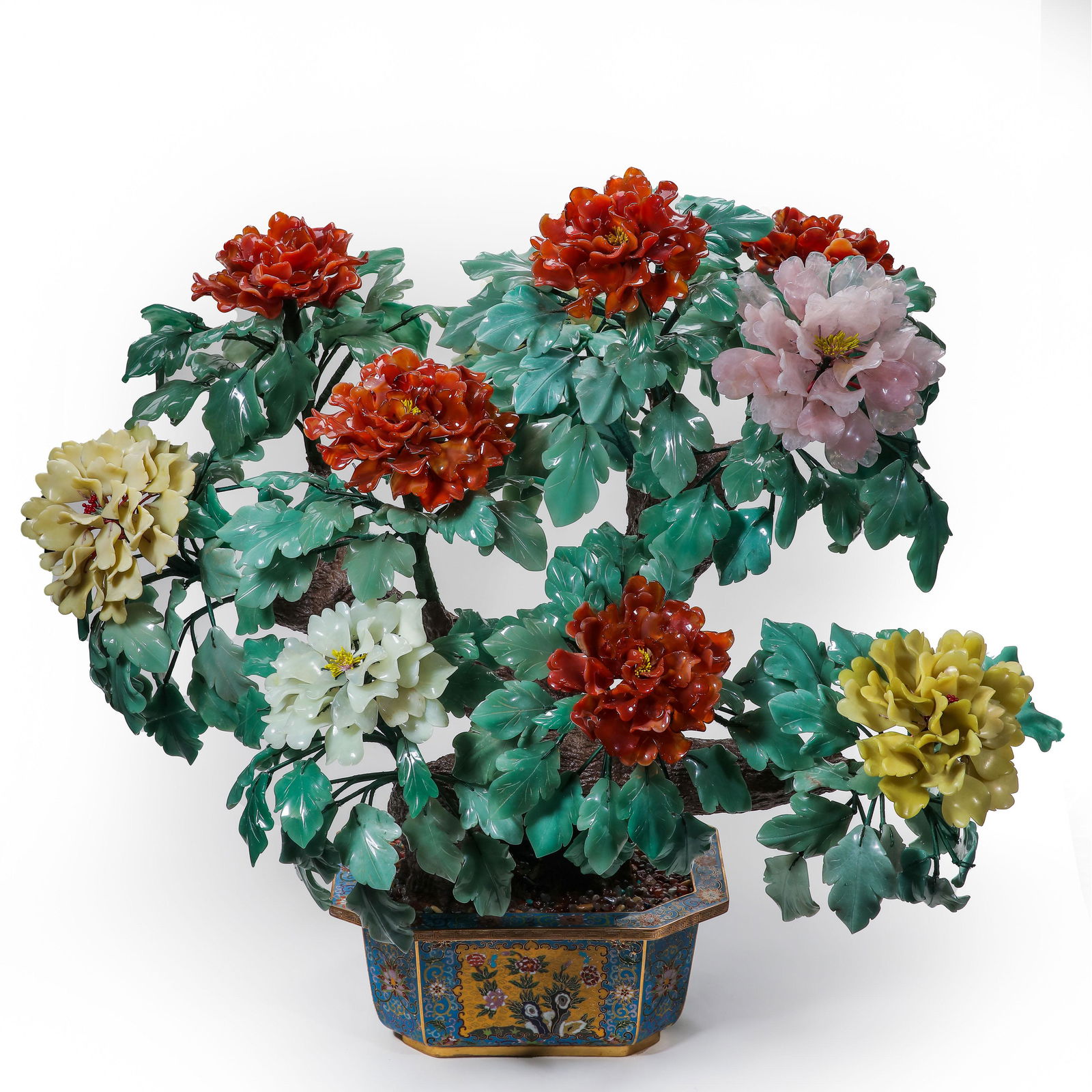 CHINESE QING DYNASTY CLOISONNÃ‰ INLAID JADE MULTI-TREASURE BONSAI (1 of 15)