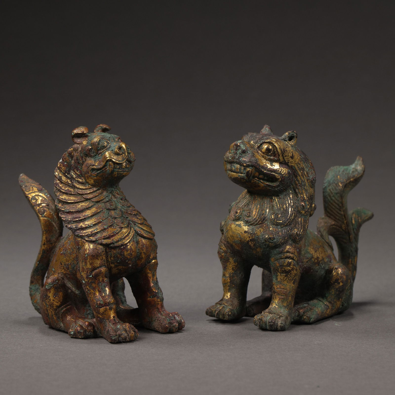 BRONZE GILDED BEAST, WARRING STATES PERIOD OR HAN DYNASTIES (1 of 13)