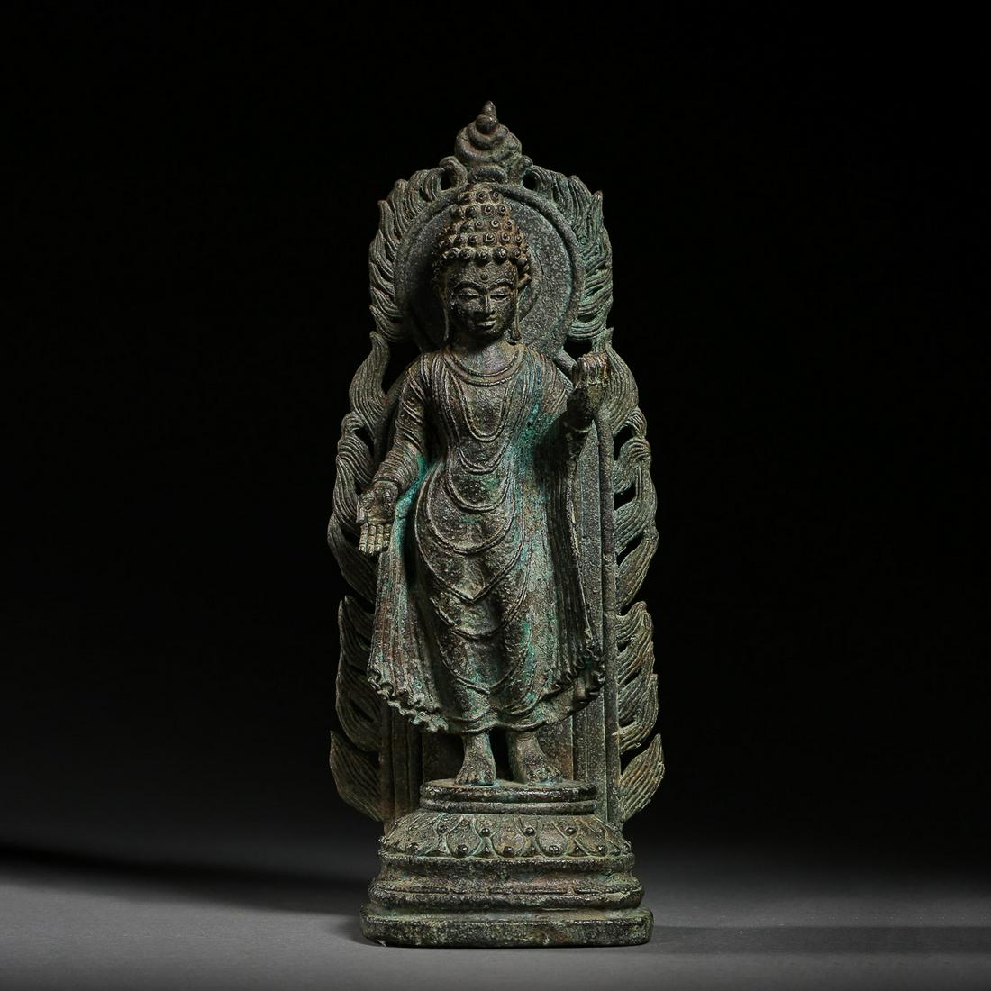WEST ASIAN BRONZE BUDDHA STANDING STATUE (1 of 10)