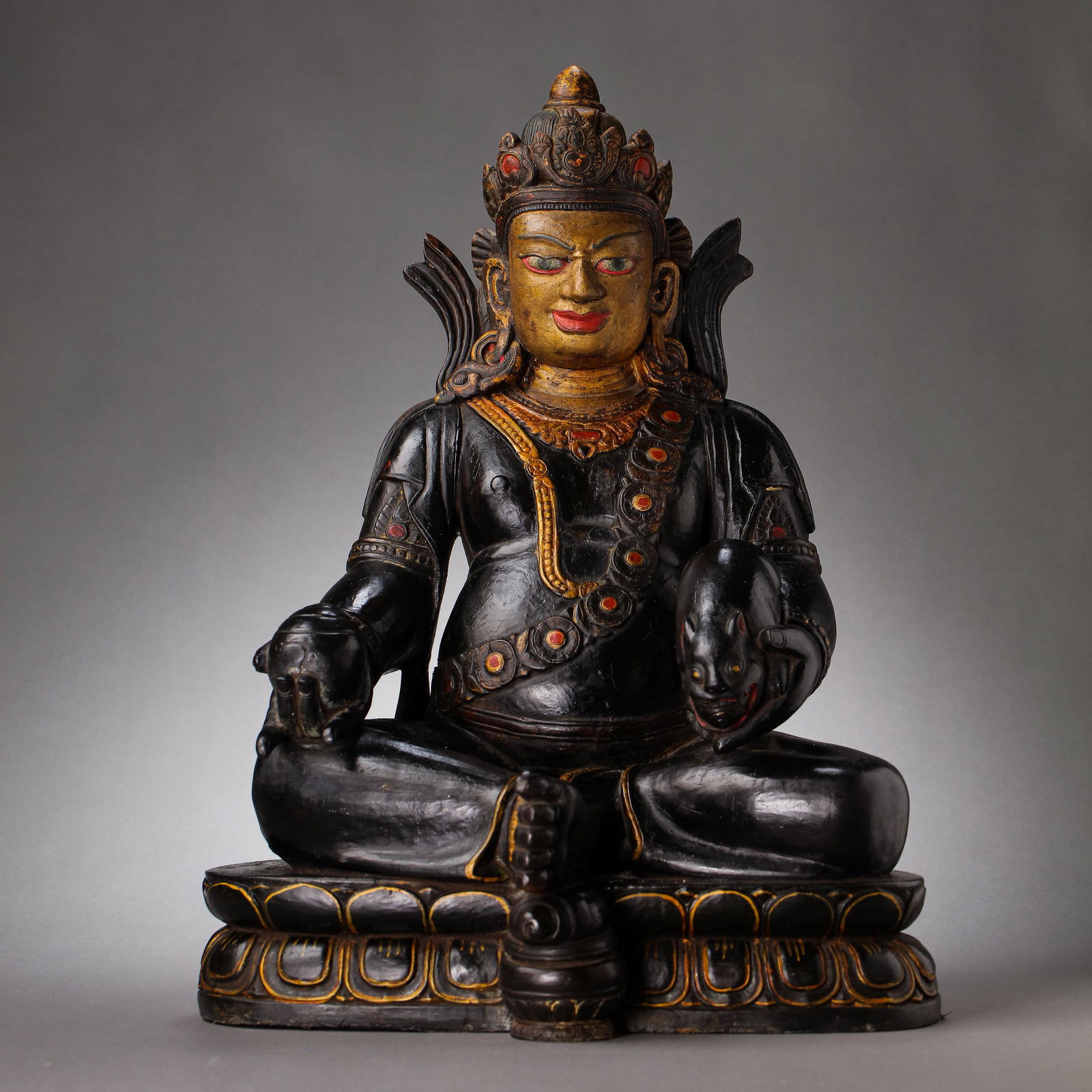 SEATED STATUE OF THE BLACK-STONE MUD GOLD BUDDHA, MING DYNASTY, CHINA (1 of 11)