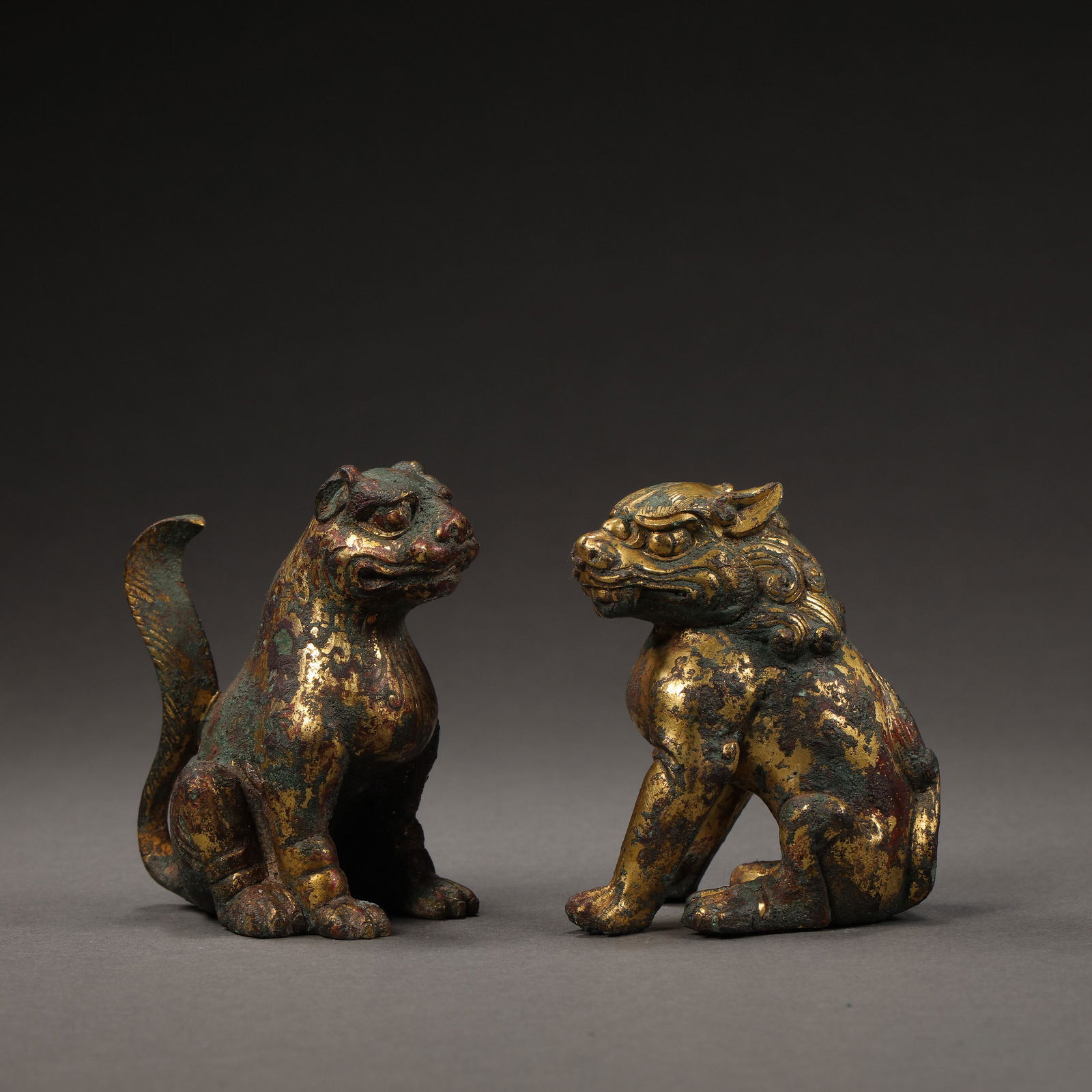 BRONZE GILDED BEAST WARRING STATES PERIOD OR HAN DYNASTIES (1 of 12)