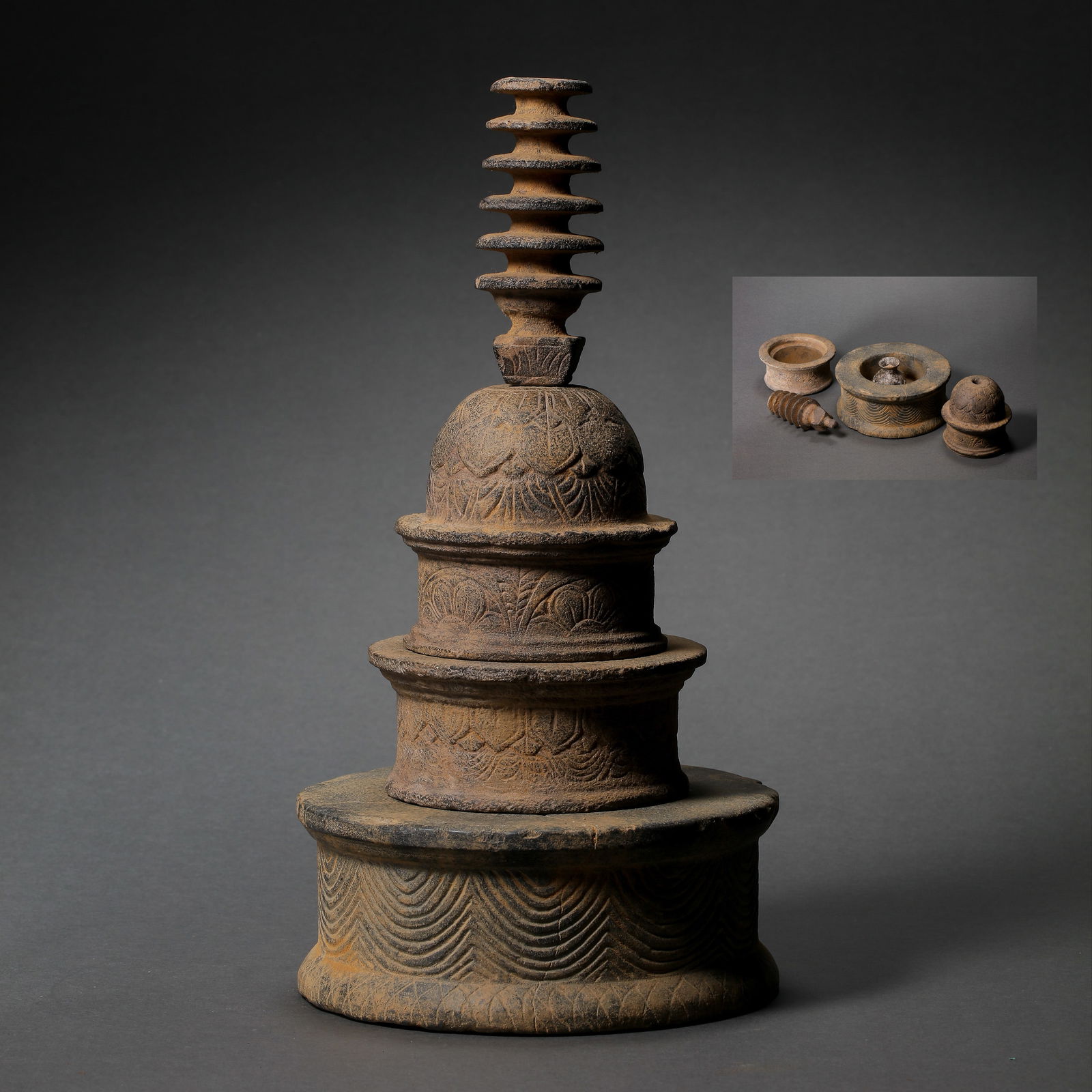 CHINESE SONG DYNASTY BLUESTONE STUPA (1 of 12)