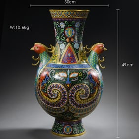 Qing Dynasty Qianlong Copper Cloisonn é Bottle in China