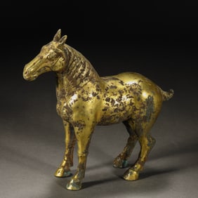 CHINESE HAN DYNASTY BRONZE GILT HORSE