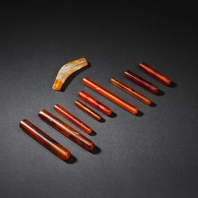 A GROUP OF CHINESE AGATE TUBES OF LIAO DYNASTY
