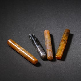A GROUP OF ANCIENT CHINESE AGATE TUBES