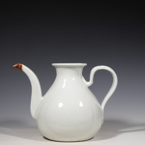 CHINESE QING DYNASTY DEHUA WARE WHITE PORCELAIN HANDLE POT