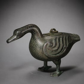 DUCK SHAPED COPPER FURNACE, SHANG AND ZHOU DYNASTIEY, CHINA