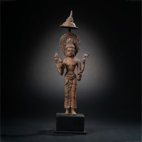 WEST ASIA BRONZE BUDDHA STANDING STATUE