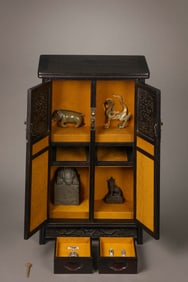 CHINESE QING DYNASTY RED SANDALWOOD MULTI-TREASURE CHEST