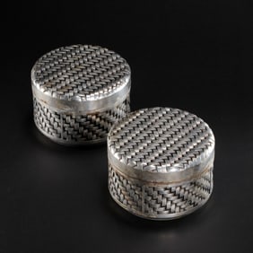 A PAIR OF MING DYNASTY SILVER BOXES