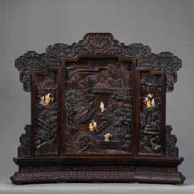 CHINESE QING DYNASTY WOODEN SCREEN