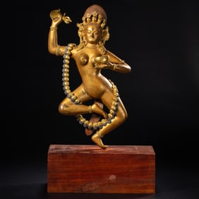 CHINESE QING DYNASTY BRONZE GOLD BUDDHA SITTING STATUE