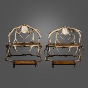 A PAIR OF ANTLER CHAIRS FROM THE QIANLONG PERIOD, QING DYNASTY