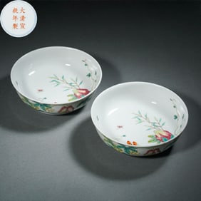 A PAIR OF POWDER ENAMEL BOWLS FROM THE XUANTONG PERIOD, QING DYNASTY