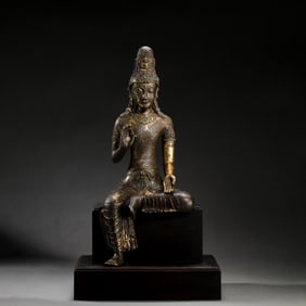 DALI COUNTRY 10TH CENTURY BRONZE GOLD BUDDHA SITTING STATUE