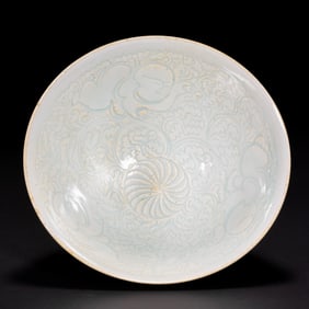 HUTIAN WARE, SOUTHERN SONG DYNASTY, CHINA BLUE GLAZE BABY HAT PATTERN