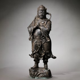 BRONZE TIANWANG STANDING STATUE OF QING DYNASTY CHINA