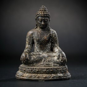 WEST ASIA BRONZE BUDDHA SITTING STATUE
