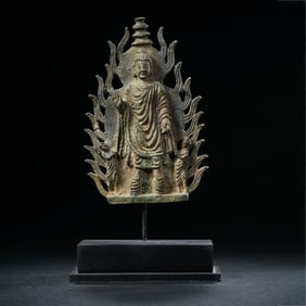 WEST ASIA BRONZE BUDDHA STANDING STATUE
