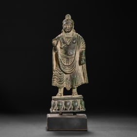 WEST ASIA BRONZE BUDDHA STANDING STATUE