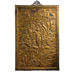 CHINESE MING DYNASTY BRONZE GOLD BUDDHA PLATE