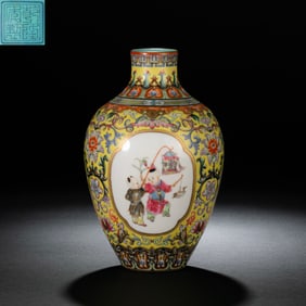 ENAMEL PAINTED BABY VASE WITH WINDOW OPENING, QIANLONG PERIOD, QING DYNASTY, CHINA