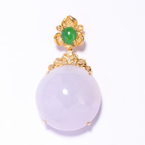 18K GOLD EMERALD VIOLET PENDANT
