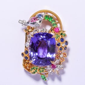 18K GOLD TANZANITE PENDANT