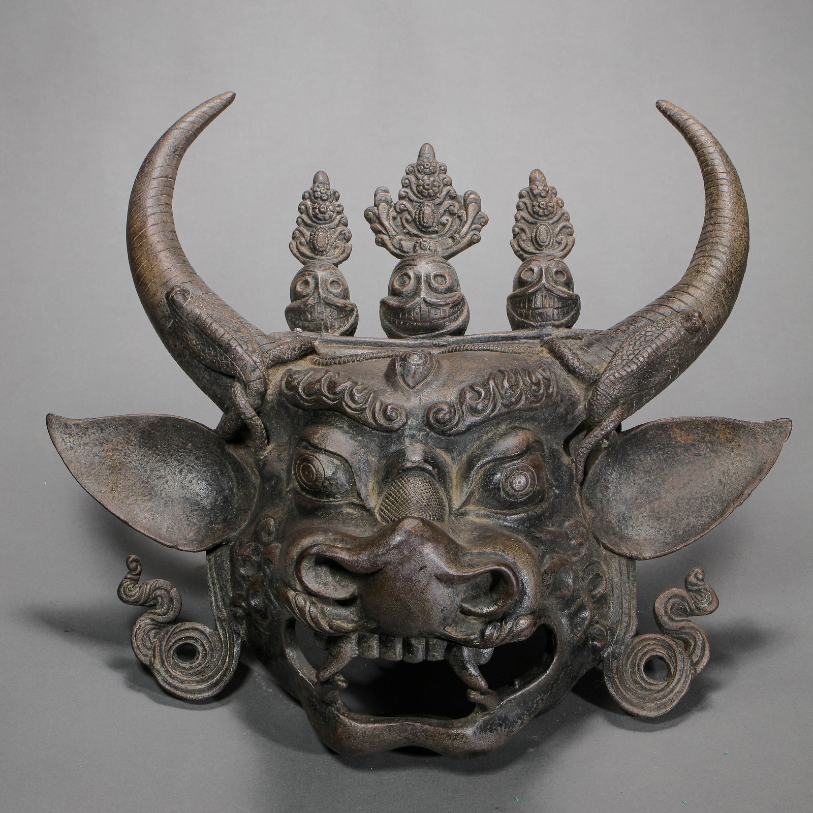 Chinese Ming Dynasty Buddhist Bronze Bull Mask