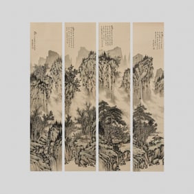 "Four Landscape Screens" by Feng Chaoran
