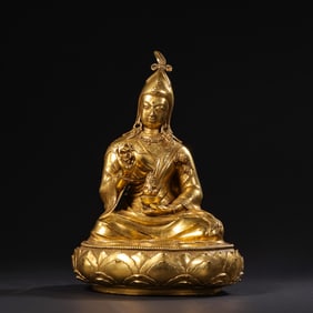 A Chinese Qing Dynasty Gilt Bronze Seated Mongolian Buddha