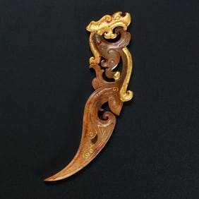 Chinese Han Dynasty Inlaid Gold and Jade