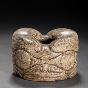 Chicken bone and white jade with animal face pattern from Hongshan culture, China, Neolithic period