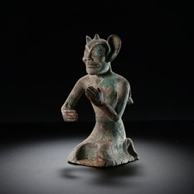 Chinese Han Dynasty Silver Kneeling Figure