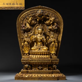 A Chinese gilt bronze statue of a seated Buddha from the Yongle period of the Ming Dynasty