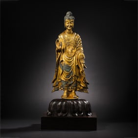 China Northern Wei Dynasty Gilt Bronze Standing Buddha
