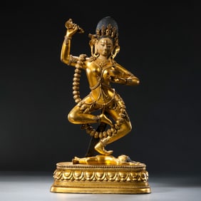Chinese Ming Dynasty Gilt Bronze Standing Buddha