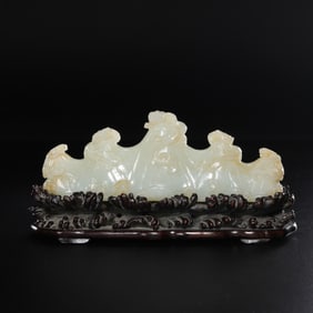 Chinese Qing Dynasty Hetian Jade Pen Holder