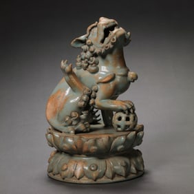 Chinese Song Dynasty Ru Kiln Celadon Lion Incense Burner