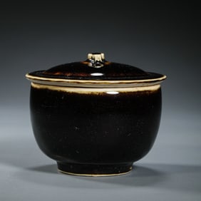 Chinese Northern Song Dynasty Cizhou kiln black glaze lidded bowl