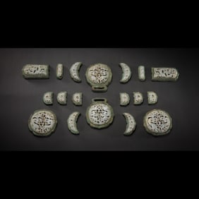 A set of Hetian white jade belts from the Liao Dynasty, China