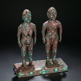 A pair of gold, silver and turquoise acupuncture tools from the Warring States Period of China