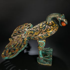 Auspicious beasts inlaid with gold and silver and gemstones during the Warring States Period of