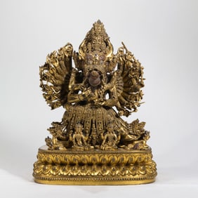 Chinese Ming Dynasty Gilt Bronze Standing Buddha