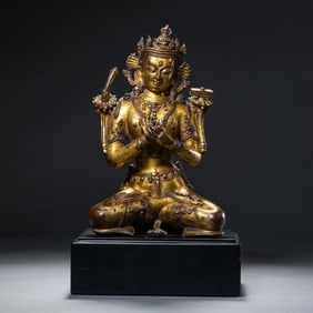 Chinese Ming Dynasty Gilded Bronze Seated Buddha